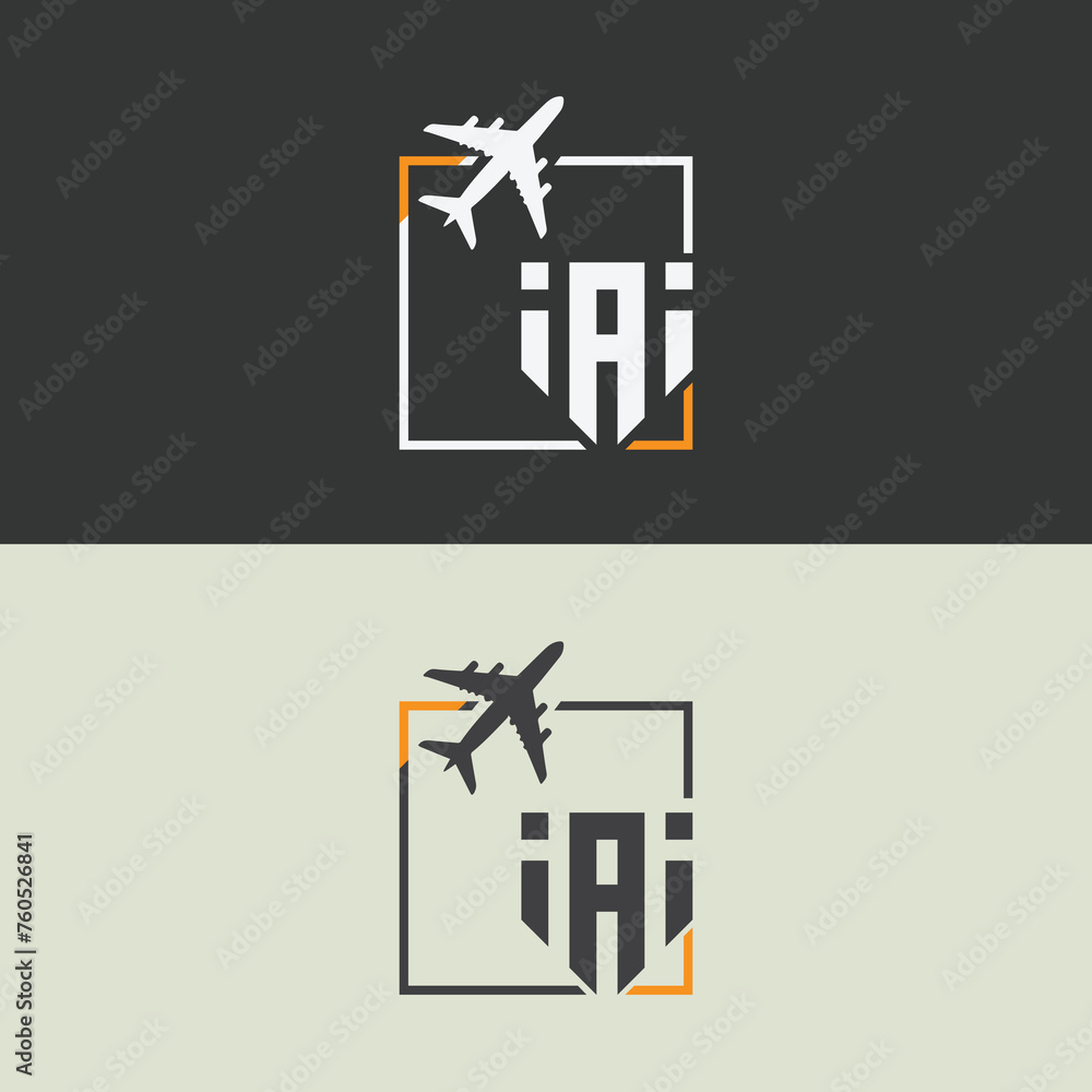 Obraz premium iAi initial monogram logo with square style design.