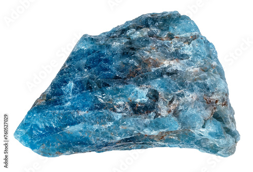 natural rough blue apatite mineral cutout