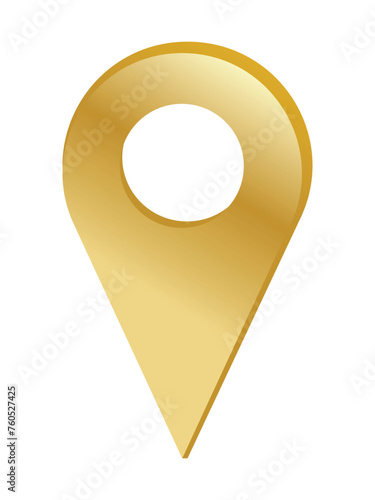 location icon golden.3d  gps marker pin, vector symbol on transparent background.