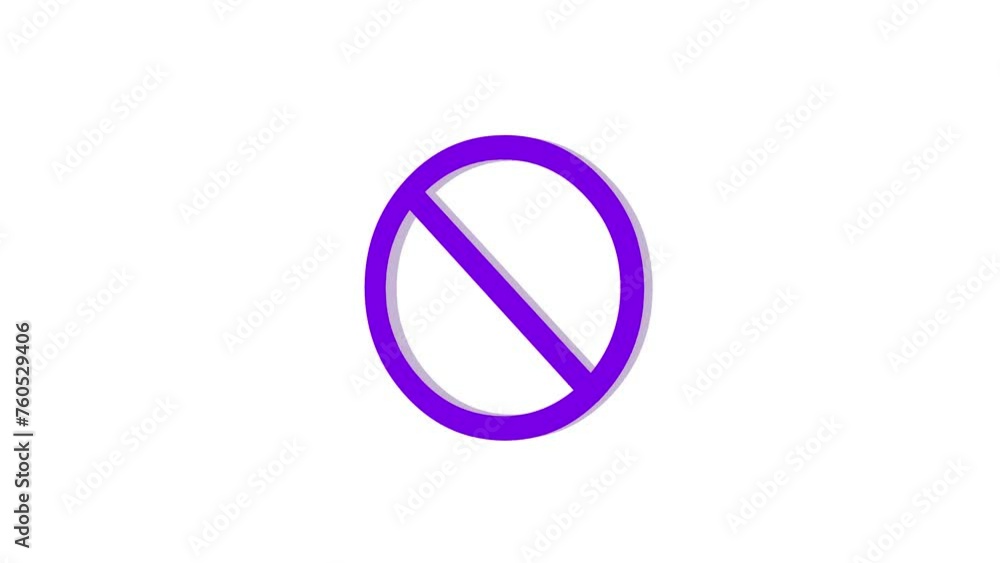 3d do not sign logo icon loopable rotated purple color animation white background 3d do not sign logo icon loopable rotated purple color animation white background