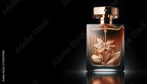 A permium image of beautiful perfum bottle with white background, generative ai photo