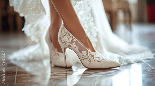 white wedding shoes. generative ai 