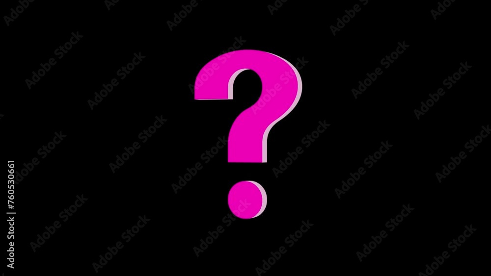 3d question mark logo icon loopable rotated pink color animation black background 3d question mark logo icon loopable rotated pink color animation black background