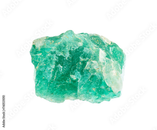 specimen of natural raw emerald rock cutout