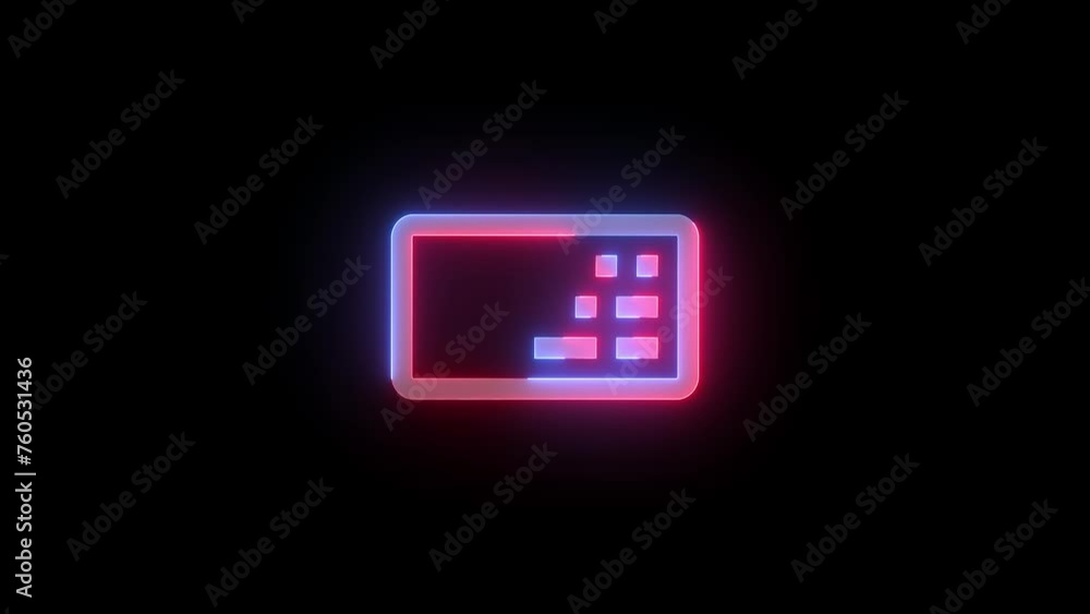 Neon keyboard right handed icon blue red color glowing animation black background Neon keyboard right handed icon blue red color glowing animation black background