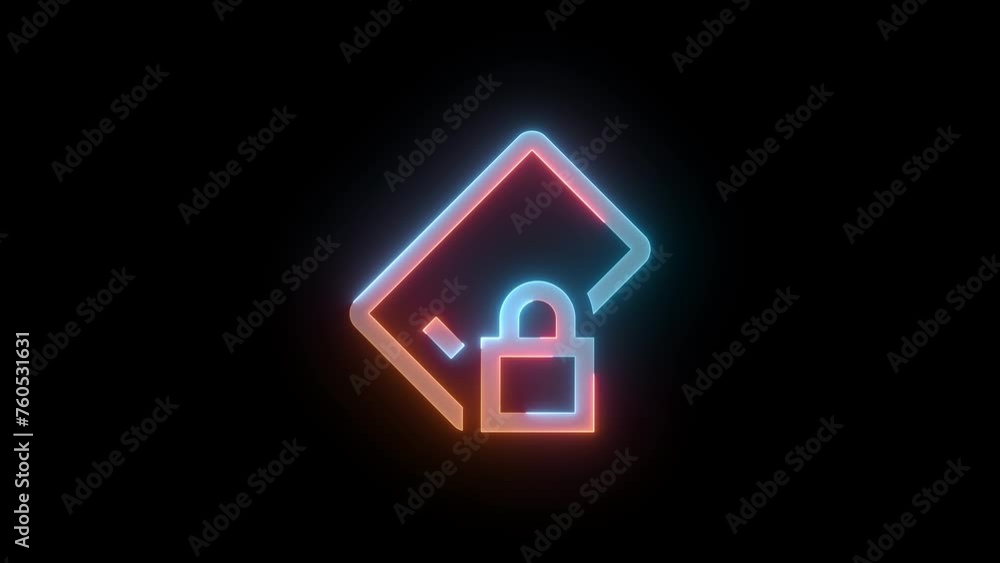 Neon rotation lock icon brown cyan color glowing animation black background Neon rotation lock icon brown cyan color glowing animation black background