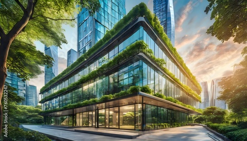  Eco-friendly building in the modern city.