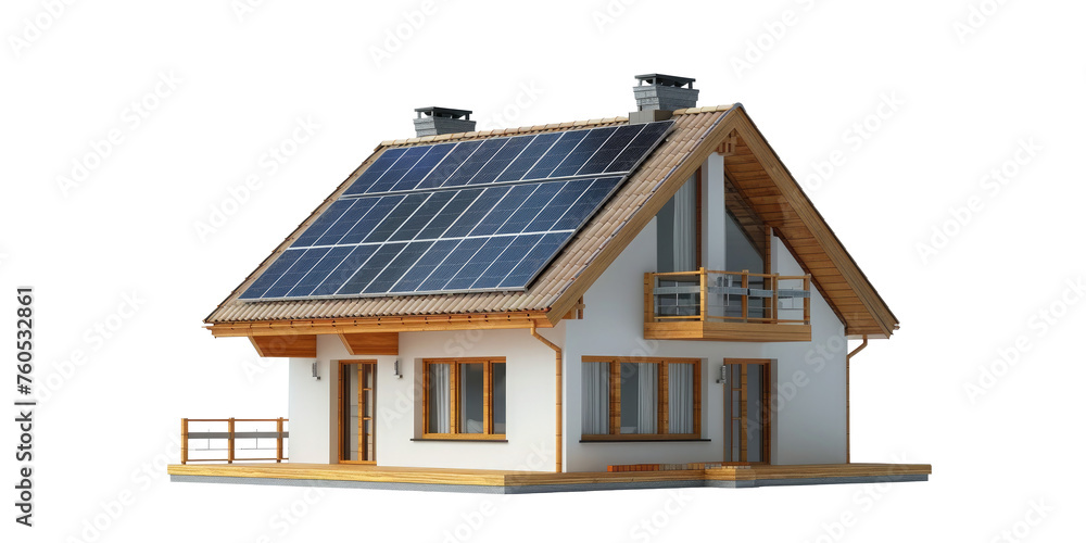 Modern House with Solar Panels on Roof
