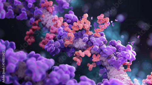 Antibodies bind to virus particles in a microscopic view, showcasing the immune response