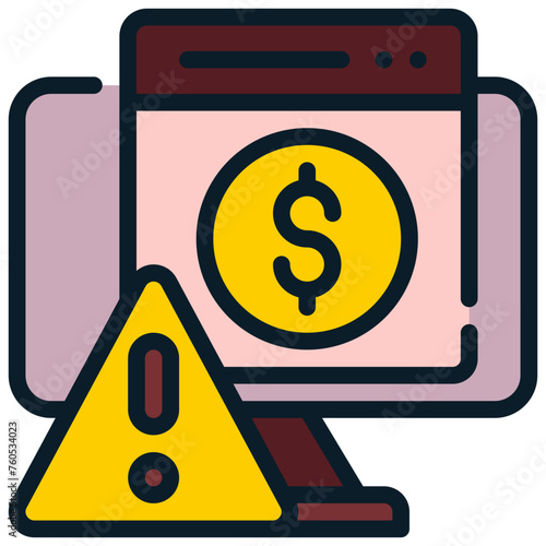 money scam phishing cyber security filled outline