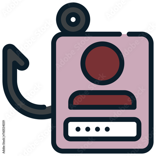 personal data information scam phishing hook filled outline