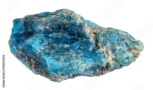 natural unpolished blue apatite stone cutout photo