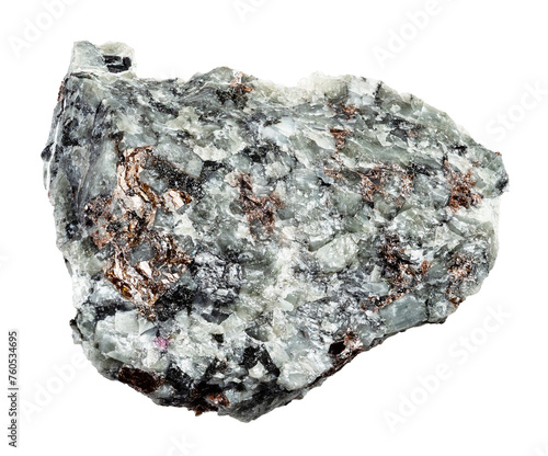 nepheline with sphene and feldspar mineral cutout photo