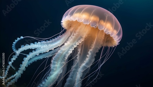 A Jellyfish With Tentacles That Shimmer With Phosp Upscaled 8 © Sdaf