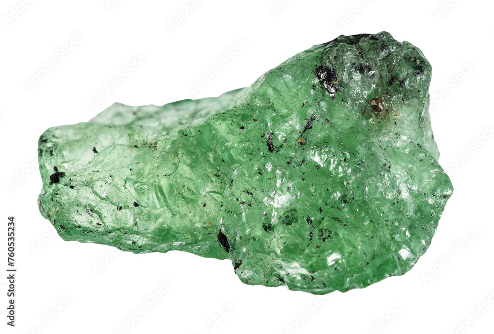 natural raw tsavorite garnet rock cutout