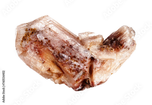 specimen of natural raw stilbite mineral cutout photo