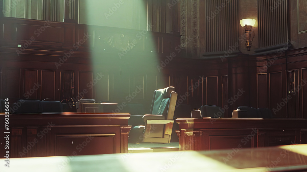 interior of a courtroom in the morning or church 