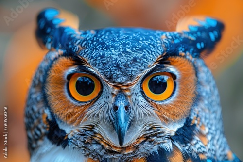 A colorful owl with large eyes photo