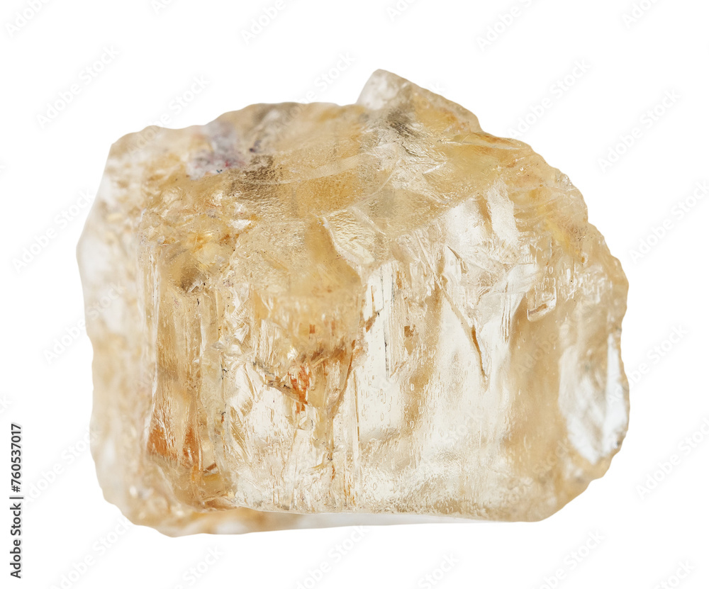 natural raw yellow scapolite crystal cutout