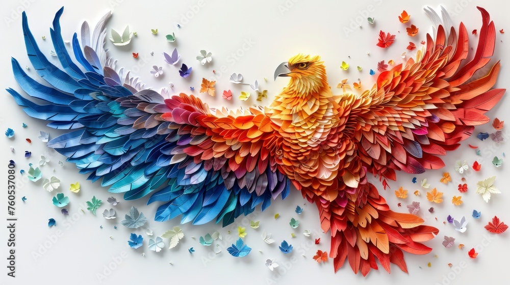Colorful eagle with spread wings on a white background Colorful eagle with spread wings on a white background