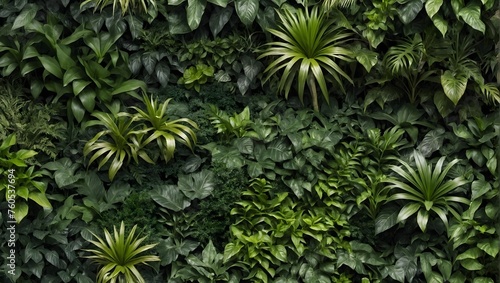 green garden wall from tropical plants