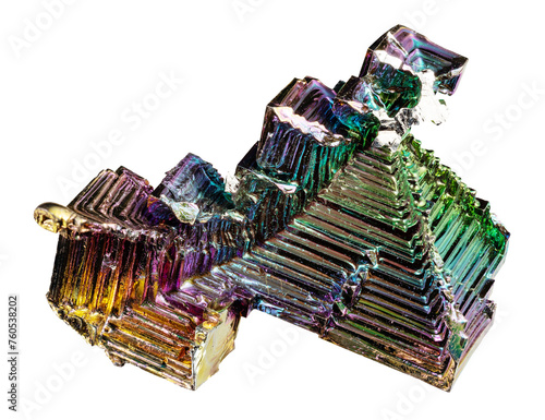 stairstep crystal of bismuth mineral cutout photo