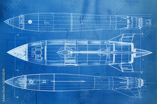 Blueprint of a groundbreaking rocket influenced by aircraft aerodynamics crisp