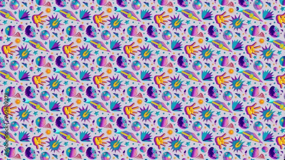 A seamless pattern of colorful flowers. Loop Background Animation A seamless pattern of colorful flowers. Loop Background Animation