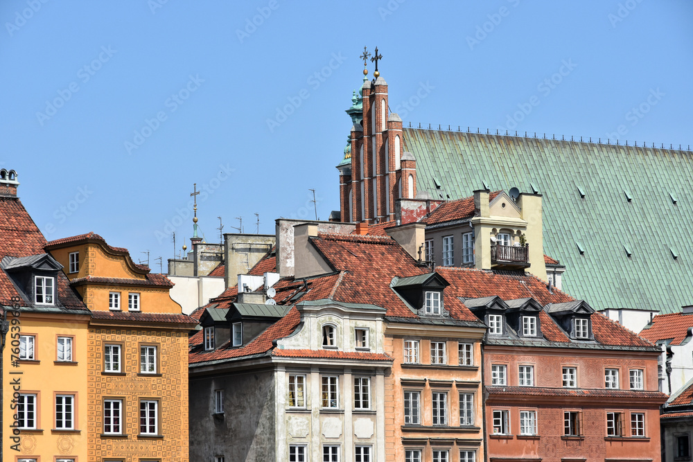 Apartment buildings in Warsaw old town, Poland