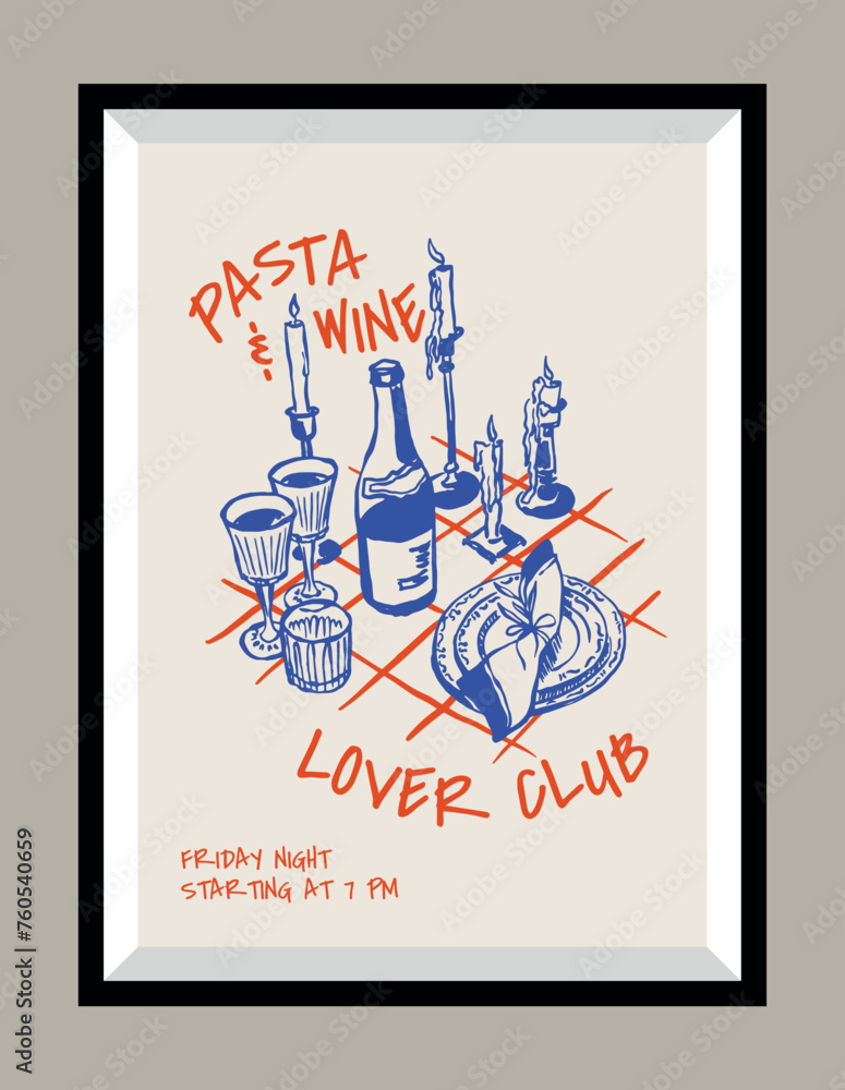 Minimalist hand drawn food and beverages vector print poster in a frame. Matisse style art. Art for postcards, branding, logo design, greeting card Minimalist hand drawn food and beverages vector print poster in a frame. Matisse style art. Art for postcards, branding, logo design, greeting card