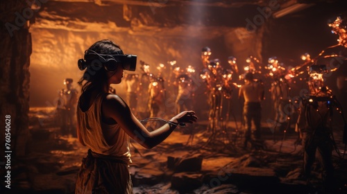 Virtual reality experiences allowing users to live as hunter-gatherers in the Paleolithic era, complete with realistic cave paintings