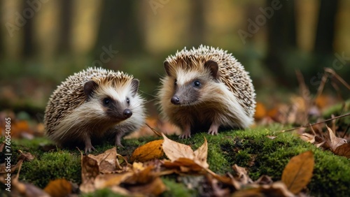 In its natural habitat, a young hedgehog explores its surroundings, its tiny spines glinting in the dappled sunlight filtering through the foliage. With cautious curiosity, it sniffs and scurries amid