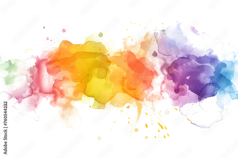 Rainbow watercolor gradient with soft blending on white background.