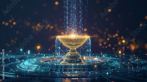A virtual fountain of knowledge fueled by AI, symbolizing the continuous flow of insights and learning opportunities for HR professionals in the digital era photo