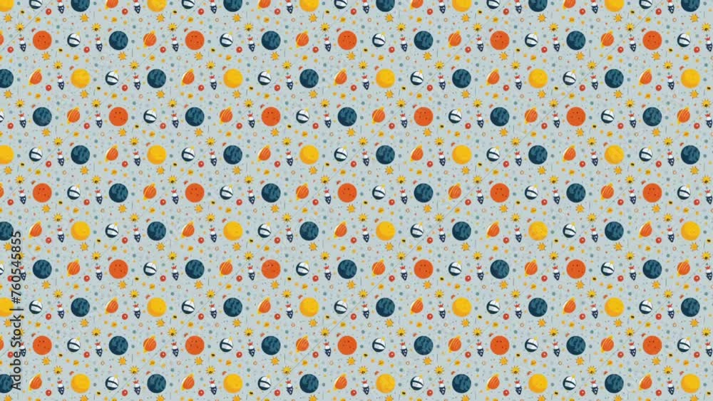 A seamless pattern of space elements. Loop Background Animation A seamless pattern of space elements. Loop Background Animation