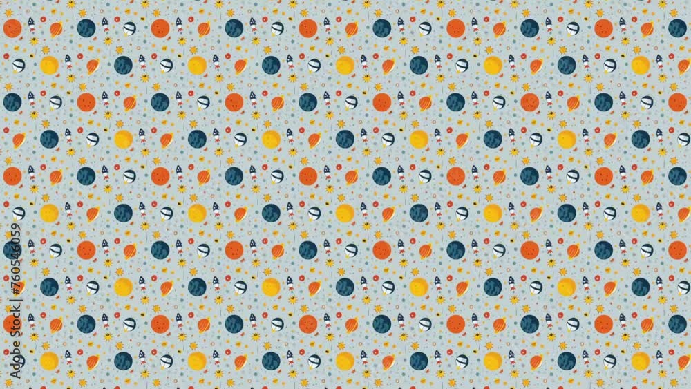 A seamless pattern of space elements. Loop Background Animation A seamless pattern of space elements. Loop Background Animation