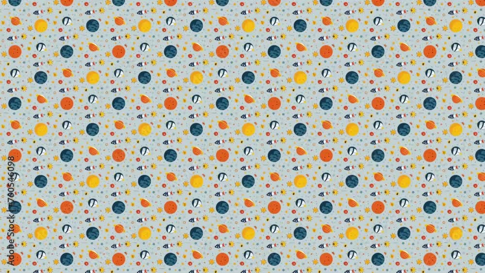 A seamless pattern of space elements. Loop Background Animation A seamless pattern of space elements. Loop Background Animation