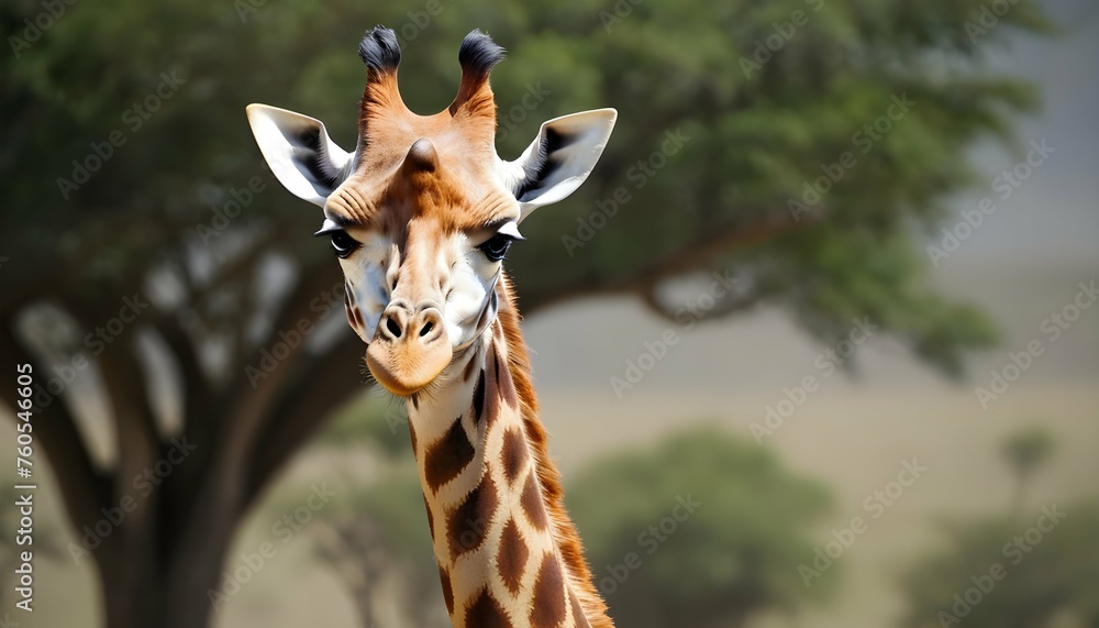 A Giraffe With Its Ears Perked Forward Alert