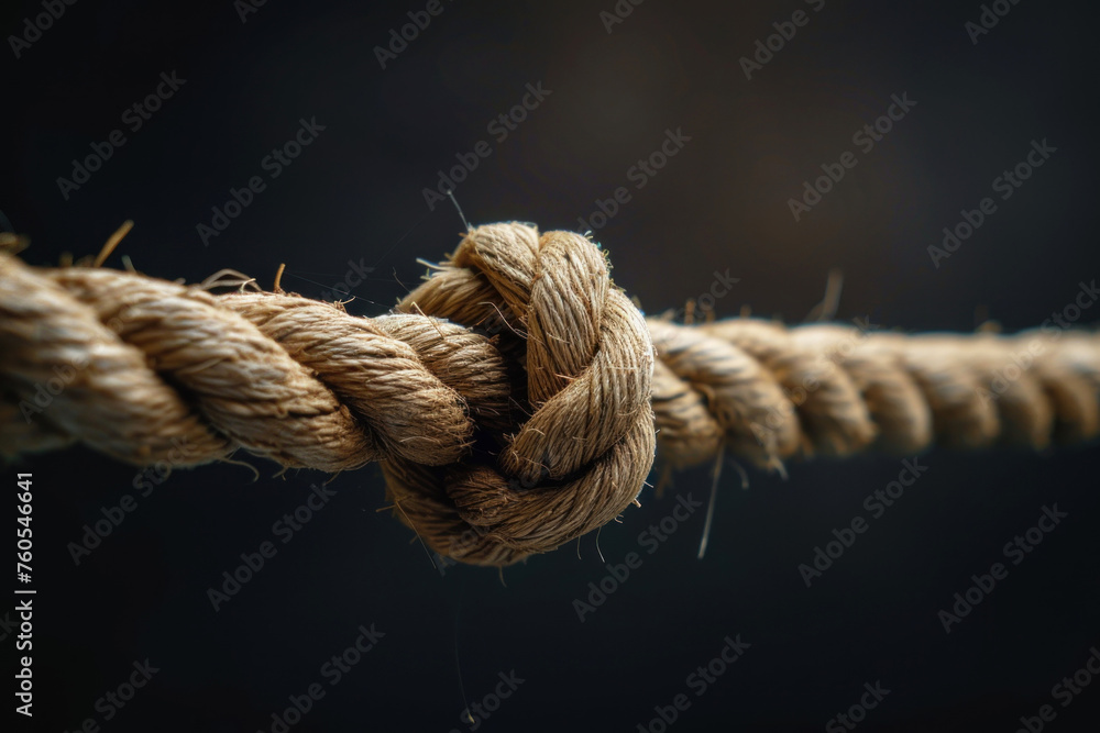 close-up of a old rope isolated dark background