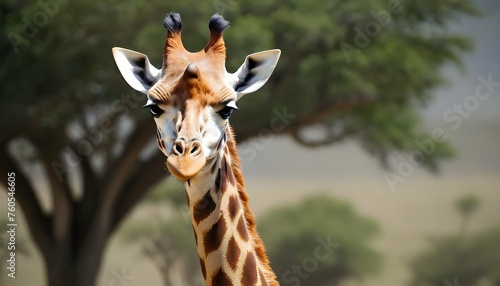 A Giraffe With Its Ears Perked Forward Alert © Aleena