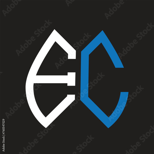 EC letter logo design on black background. EC creative initials letter logo concept. EC letter design.
 photo