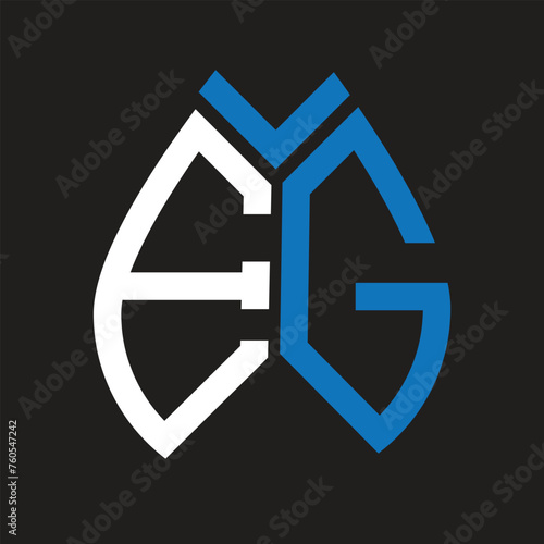 EG letter logo design on black background. EG creative initials letter logo concept. EG letter design.
 photo