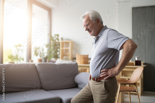 Senior man having a back pain. High quality photo