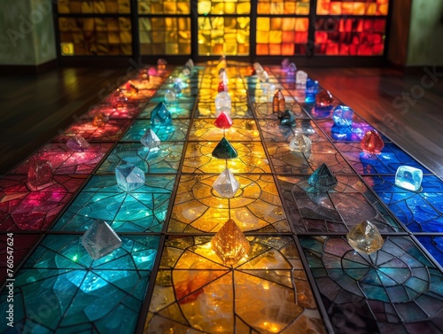 Stained glass light maze radiant hues