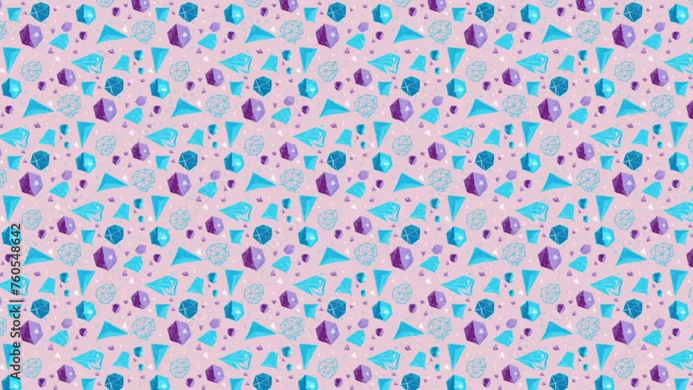 Blue and purple crystals on pink. Loop Background Animation Blue and purple crystals on pink. Loop Background Animation