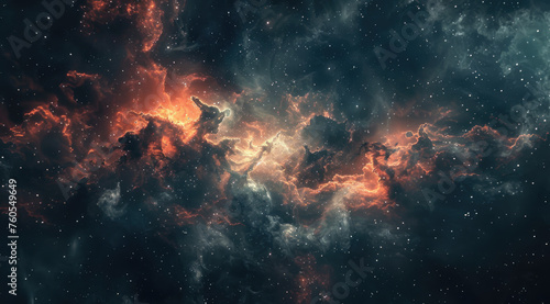 Fiery orange and cold space clouds collide