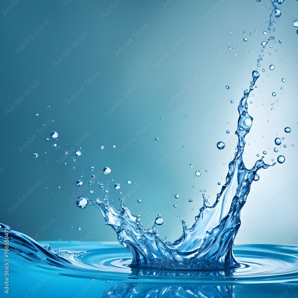 Splash Of Water With Blue Background