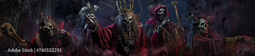 Zombie king's musical spell, summoning dark forces, fantasy night