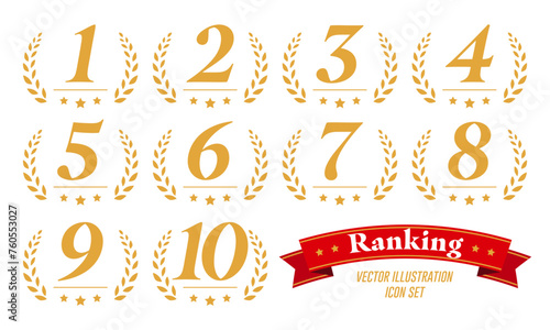 1位～10位 ランキング ロゴ アイコンセット ベクターイラスト