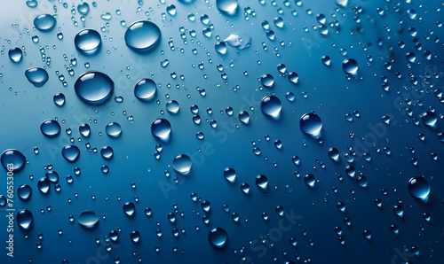 backdrop Water drops on a blue background  Generative AI 